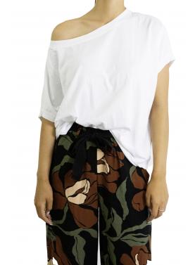 T-shirt tinta unita morbida con spalla regolabile
